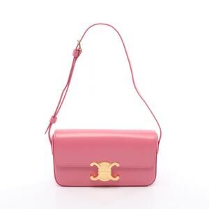 Celine Claude Triomphe Shoulder Bag Leather Pink